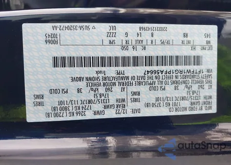 2023 Ford F-150 Raptor z USA, uszkodzony, nr VIN 1FTFW1RG1PFA56647